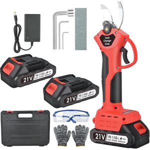 Oplaadbare elektrische snoeischaar voor tuin en fruitbomen, 2 stuks, 21 V, 30 mm snijdiameter