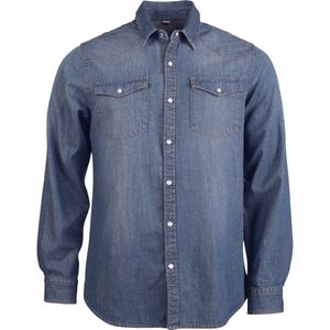 Kariban Heren Lange Mouw Casual Denim Shirt (Blauwe Jean)