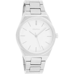 OOZOO Timepieces - Zilverkleurige horloge met zilverkleurige roestvrijstalen armband - C10525