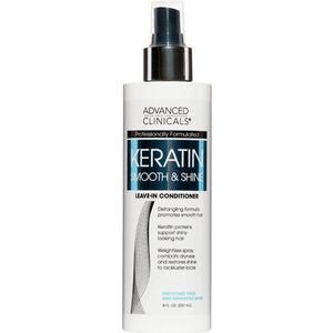 Advanced Clinicals Keratin Smooth & Shine Leave-In Conditioner – Anti-Pluis & Glansformule – 237 ml