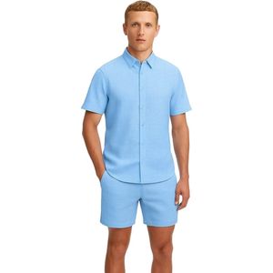 Zomer set Heren Deluxe Blauw - Blouse - Korte Broek - Korte Mouwen