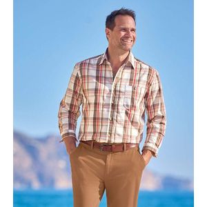 ATLAS FOR MEN - Geruit overhemd van popeline - Heren - Verkrijgbaar in grote maten - L