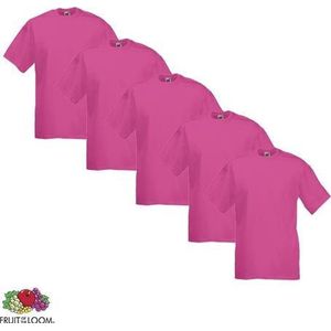 Fruit of the Loom - 5 stuks Valueweight T-shirts Ronde Hals - Fuchsia - L