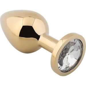 Banoch - Buttplug Aurora clear gold Small - gouden Metalen buttplug - Diamant steen - transparant