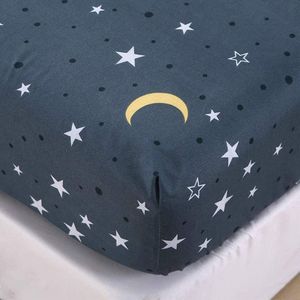 Goodivery ® Blauw Kinderhoeslaken met Cartoonpatroon, 160 x 200 cm, Microvezel, Boxspring