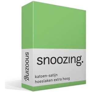 Snoozing - Katoen-satijn - Hoeslaken - Lits-jumeaux - Extra Hoog - 180x200 cm - Lime