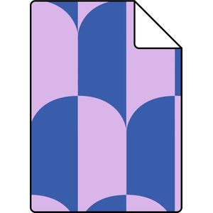 Proefstaal ESTAhome behang art deco bogen lila paars en koningsblauw - 26,5 x 21 cm - 139983-S