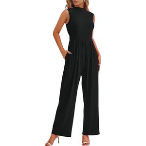 Dames Jumpsuit Zomer - Elegante Mouwloze Playsuit met Wijde Pijpen en Zakken