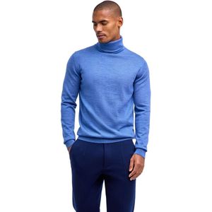 FALKE Basic Roll Neck elegante klassieker wol coltrui heren blauw - maat S