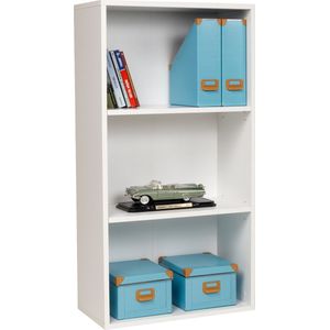 Furni24 Brede boekenkast met 3 vakken, wit, 60x31x115 cm