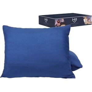HappyBed Navy - 60x70 - kussensloop set 2 stuks - 100% microvezel - Met rits sluiting