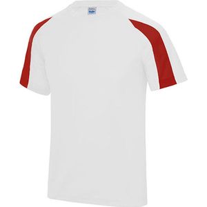 Just Cool Contrast Cool T JC003 - ARCTIC WHITE/FIRE RED - L