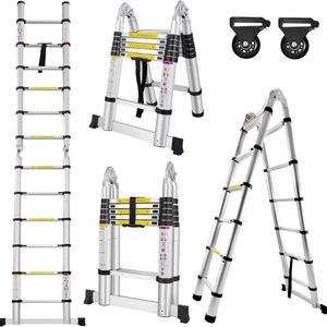 Telescoopladder - Vouwladder - Telescoopladder Aluminium - Zilver