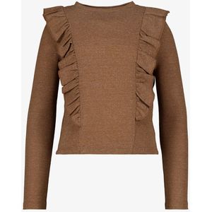 TwoDay meisjes top met lange mouwen en glitters bruin - Maat 98