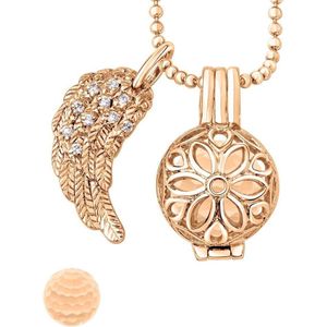 Quiges Engelenroeper 12mm Bolhouder met Ketting 70cm en Bolletje - Dames - Roségoudkleurig Bloem - EBS12089