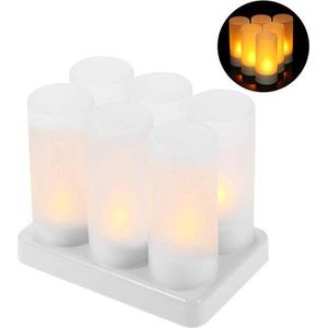 LED kaarsen 12 - 15 uur oplaadbaar 6-stuks | vlamloze en veilige candle lights | led kaars | led-kaarsen | candlelights verlichting | oplaadbare decoratieve waxine lichten