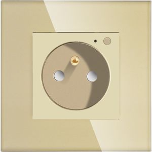 Enkel stopcontact ZigBee 230V met energiemeting Goud met glazen frame