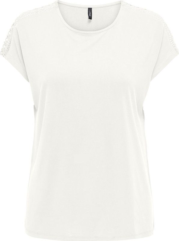 ONLY - T-shirt - Wit - Korte Mouwen - Modal Materiaal