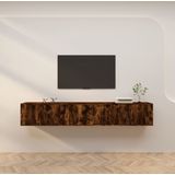 The Living Store Tv-wandmeubel - Gerookt eiken - Set van 3 - 80x34.5x40 cm - Praktische opbergruimte