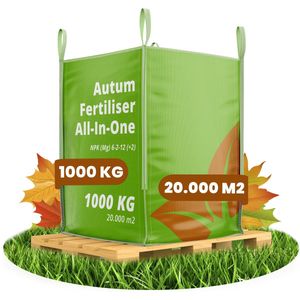 Najaarsmest All-In-One (Bigbag 1000kg, 20.000m2) - Rijk aan Kalium - Gazonmest Najaar - Gazonsmeststof - Organische Meststof - Najaarsmest - Verhoogt de Weerstand van het Gazon tegen Vorst, Droogte, Ziektes en Betreding - Organifer