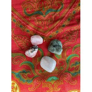 edelstenen set hartklachten/bloeddruk Mangano calciet/Morganiet/Smaragd/Rodochrosiet