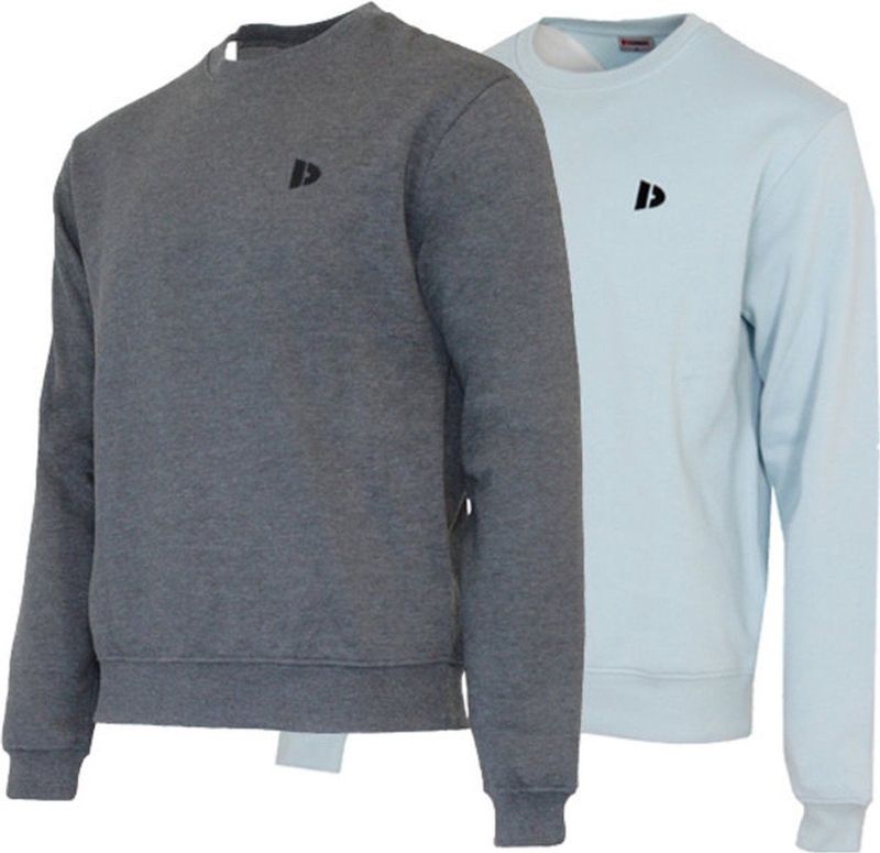 Donnay - Dean - Fleece Sweater - Charcoal-marl/Light blue - 2-Pack