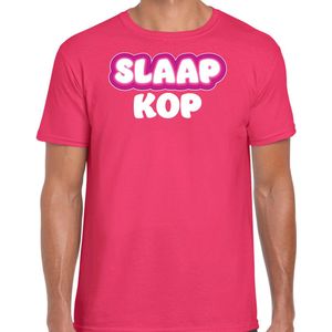 Bellatio Decorations Verkleed T-shirt voor heren - slaapkop - roze - carnaval/foute party XXL