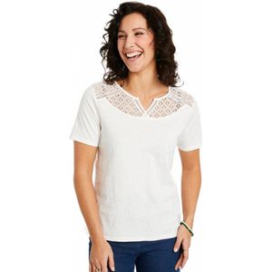 Gevlamd kanten katoenen T-shirt