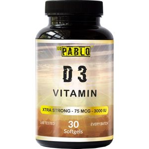 GoPablo - Vitamine D3 - 3000 IU - Vitamine en Mineralen - Voedingssupplement - 30 Capsules
