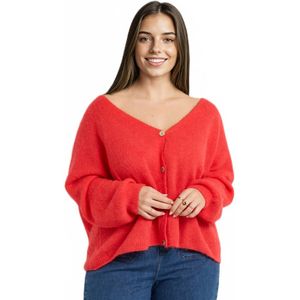 Gebreid vest met alpaca, V-hals