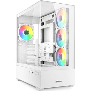 Witte ATX PC-behuizing met RGB-verlichting en gehard glas