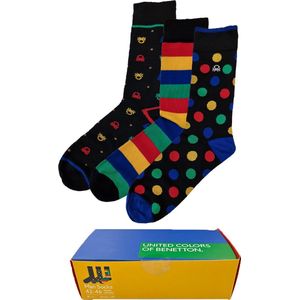 Benetton cool socks - Gift Box - Maat 42-46 - Sokken heren - 3 paar - Unisex - Sokken - Cadeau