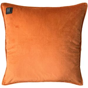 Warmpi® Draadloos Warmtekussen incl. Warmpi® Powerbank (10.000mah) - Fluweel Koper - Het elektrisch verwarmde kussen heeft ook kabel van 3m voor opwarming via stopcontact of USB Poort - 3 warmtestanden - 45x45 cm - Mooie Velvet Cognac kleur