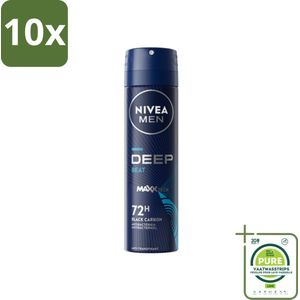 10 x NIVEA MEN - Deospray - Deep Beat - 150 ml - Grootverpakking - Anti-transpirant Spray - Zweetbehandeling - Houtige Geur - Mannelijke Geur - Droge Huid