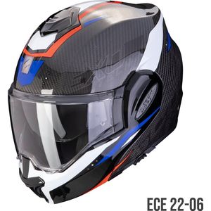Scorpion EXO-TECH EVO CARBON ROVER Black-Red-Blue - ECE goedkeuring - Maat L - Integraal helm - Scooter helm - Motorhelm - Zwart - Geen ECE goedkeuring goedgekeurd