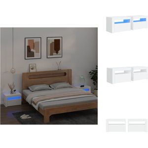 vidaXL Nachtkastjes - Trendy - Meubels - Afmetingen- 60 x 35 x 40 cm - Met RGB LED-verlichting - Kleur- Wit - Kast