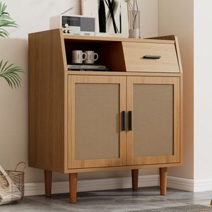 Sweiko Dressoir met 1-lade en 2-deuren, ladekast met plank, voor slaapkamers, woonkamer en kantoor, dressoir met metalen handvatten, afmetingen: B70/H84/T40