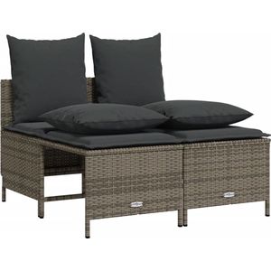 vidaXL - 4-delige - Loungeset - met - kussens - poly - rattan - grijs