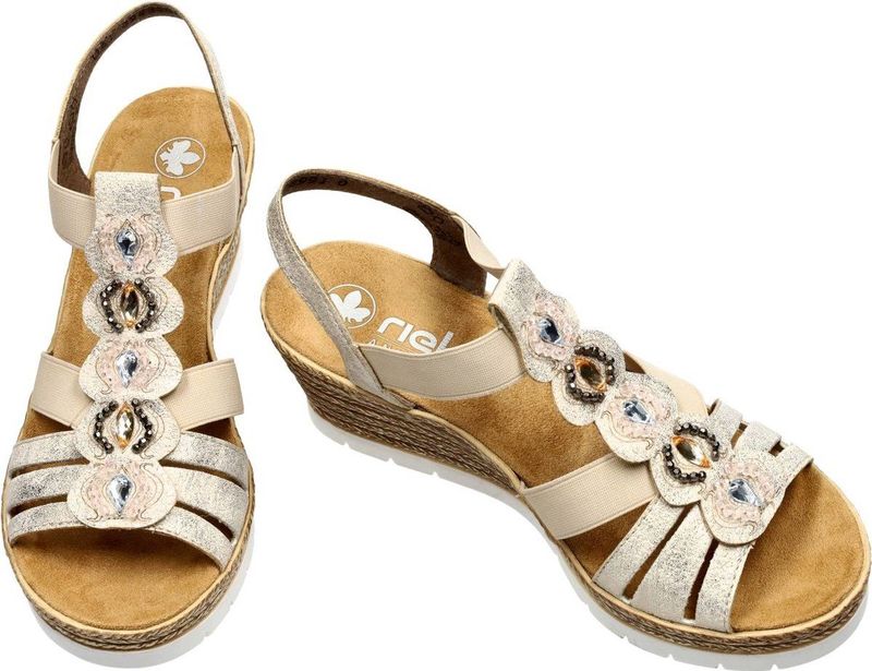 Rieker - 619B2 - Sandalen - Zand-Beige - Nubuck-Leder met Elastiek