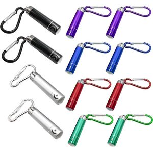 Set of 12 Mini LED Flashlights - White Light, Star and Moon Design Keychain Flashlight for Hiking, Camping, Outdoor Party, Night Riding, and Fishing (6 Colours)