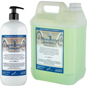 Handzeep Hamam 1 liter met gratis pomp - hervulbaar + Jerrycan 5 liter navulling