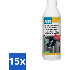 HG - Tegen Stinkende Vuilnisbakken - Neutraliseert Geuren - 500 g - Bulkverpakking - 15 stuks