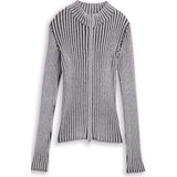 TOM TAILOR - Gebreid Vest - Donkergrijs - Slanke Pasvorm - Lange Mouw