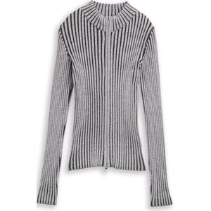 TOM TAILOR - Gebreid Vest - Donkergrijs - Slanke Pasvorm - Lange Mouw