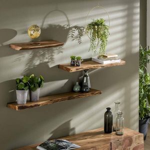 Wandplank Acaciahout - Naturel - 90x20x45cm - Edge - Giga Meubel