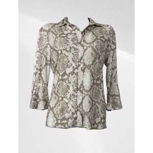 Angelle Milan - Casual blouse - Bruine print - Travelstof - Maat XXL - In 5 maten verkrijgbaar