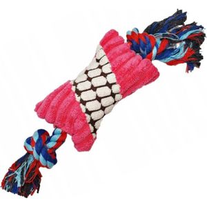 Nobleza Hondenspeelgoed speeltouw - Honden flostouw met pluche knuffel - Hondenknuffel met touw - Roze