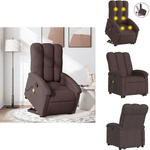 vidaXL Sta-op-massagefauteuil - Sta-op-massagefauteuils - Sta-op Fauteuil - Sta-op- En Ligstoel Verstelbaar - Sta-op-massagestoel verstelbaar stof donkerbruin