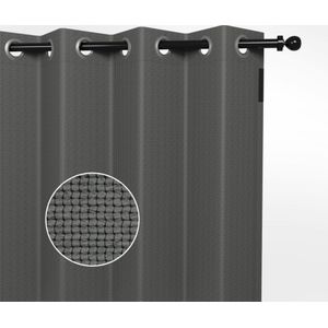 Shadow Comfort Buitengordijnen - 2 stuks van 2.20x1.37 - Carbon Black - antraciet met RVS ringen -
