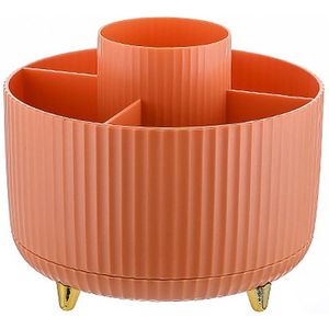 360° draaibare opbergdoos voor make-upkwasten, duurzame multifunctionele opbergdoos voor cosmetica en huidverzorging voor op de kaptafel, op het bureau, in de slaapkamer en in de badkamer (oranje)